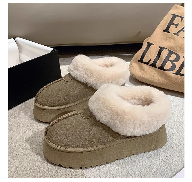 Snow Boots Women's New Winter Non-slip and Warm Flat-bottomed Muffin Thick-soled Small Short Boots and Bare Boots Cotton Shoes
