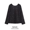 2024 Winter Women's European & American Style Backless Sequin Crew Neck Long Sleeve Top