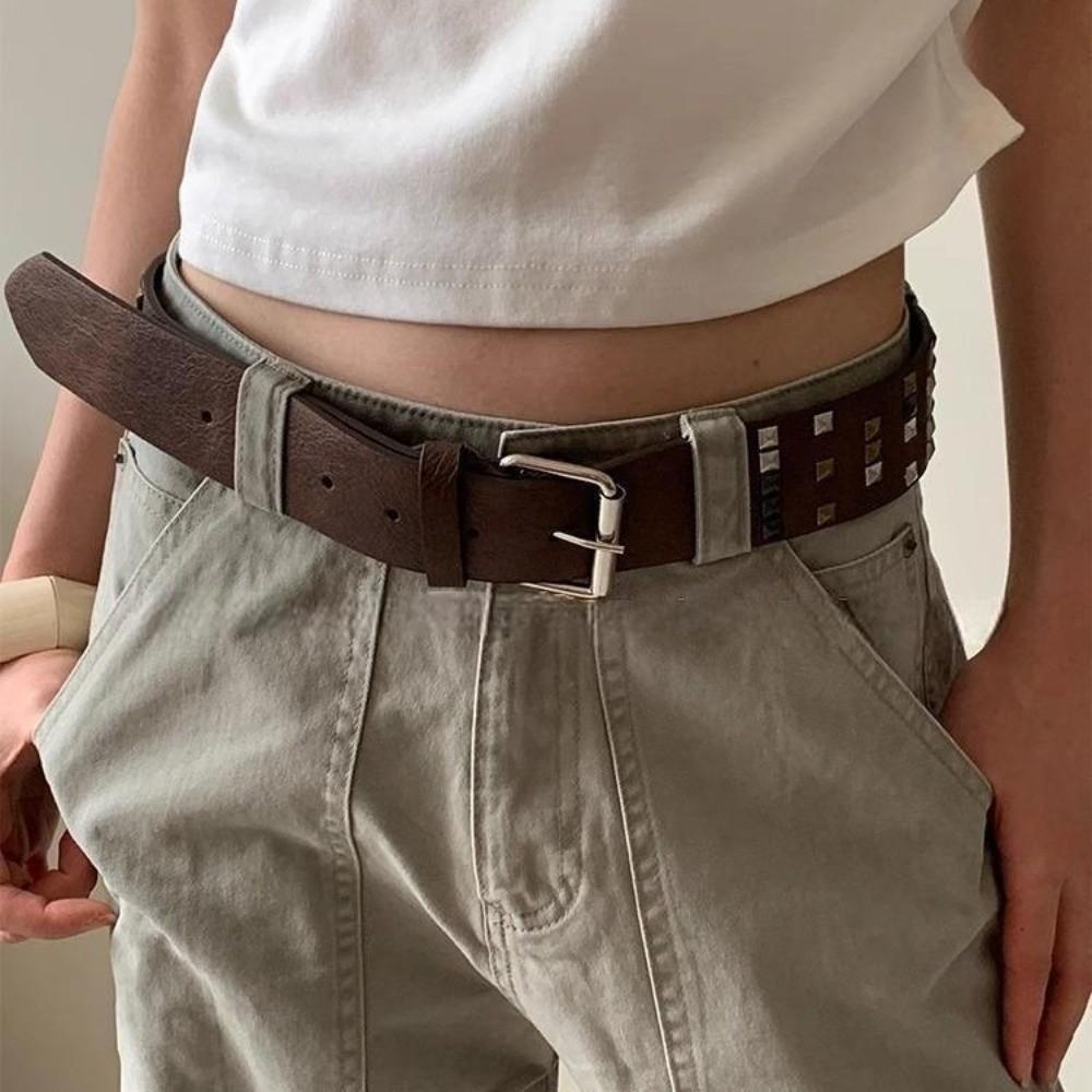 Vintage Rivet Waist Belt Leather Dress Jeans Belt Fashionable Women's Belt  Spicy Girls