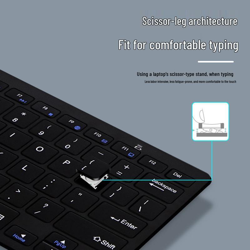 2.4G Silent Portable Wireless Bluetooth Keyboard & Mouse Set for Mobile, Tablet, Laptop - Battery Powered