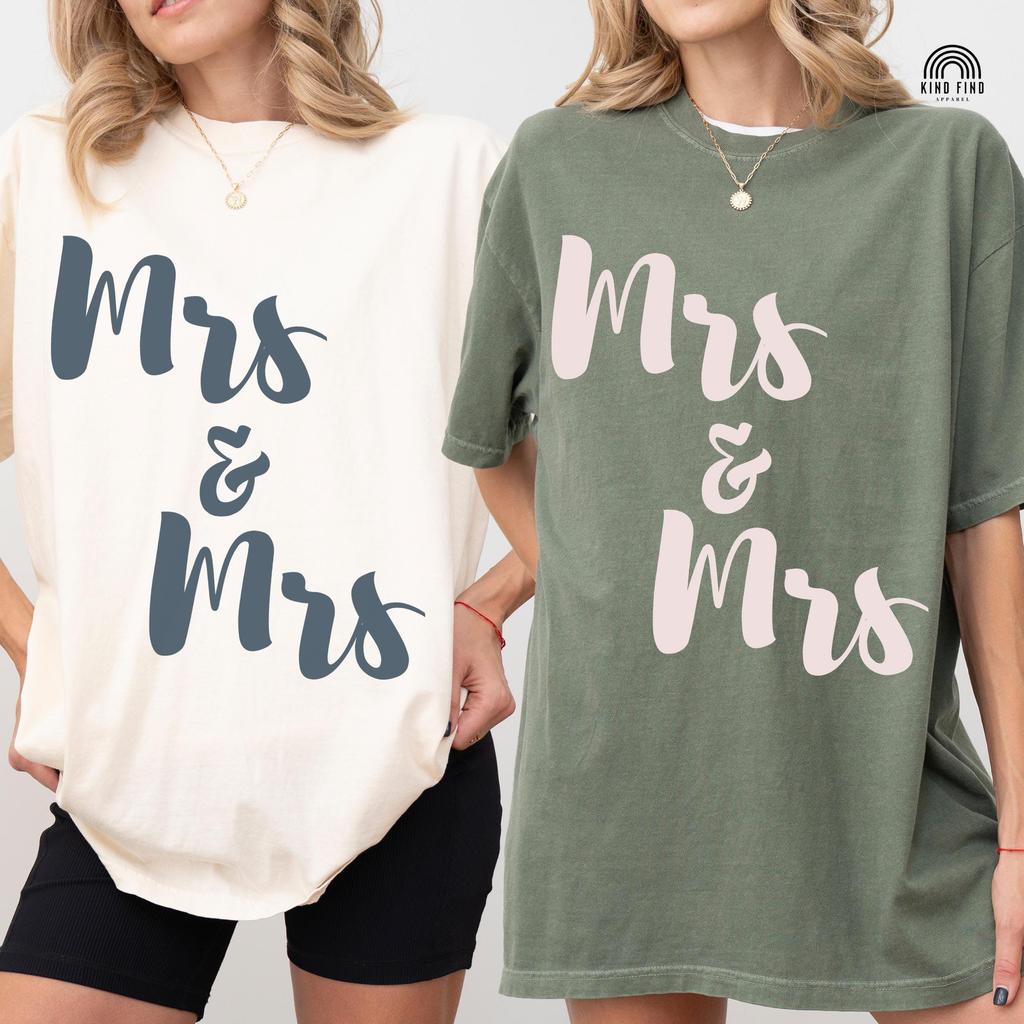 LESBIAN WEDDING SHIRTS, Mrs and Mrs, Lesbian Bachelorette Tshirts, Lesbian Hen's Do Party Tee, Two Brides Are Better Than One