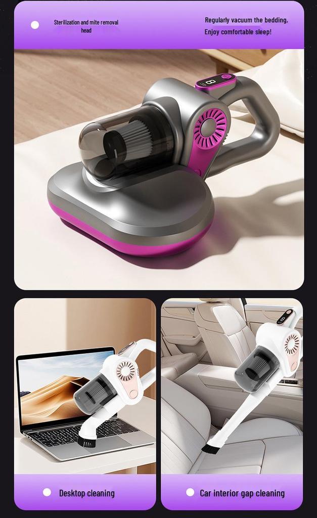 Nuovo Aspirapolvere Portatile Wireless 4-in-1 con Rimozione Acari, Alta Potenza di Aspirazione, Design Portatile e Sterilizzatore UV per la Casa