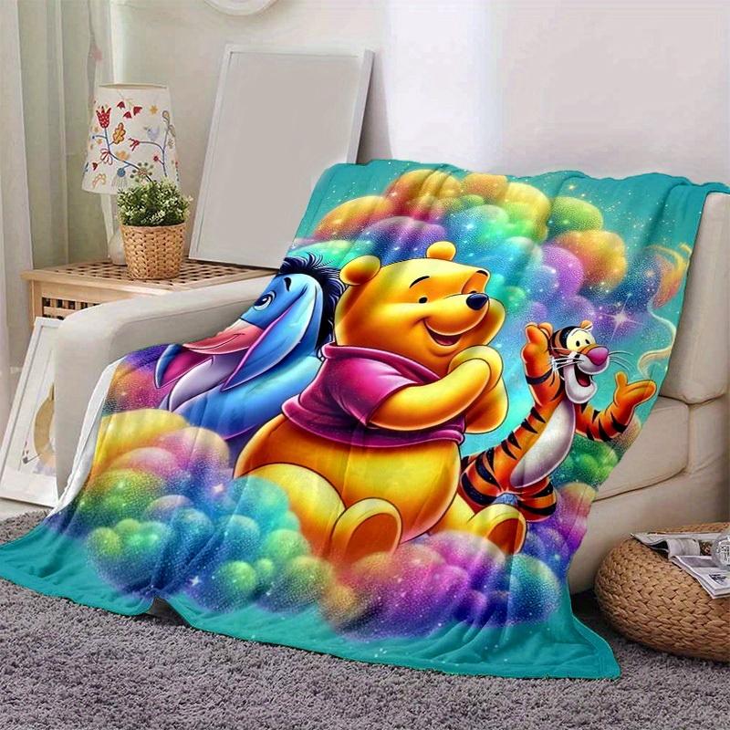 

1pc. Cartoon Winnie the Pooh, Eeyore, and Tigger Rainbow Cloud Blanket, Seasonal Home Decor Gift for All Seasons,Soft Flannel Throw Blanket, 100x150cm