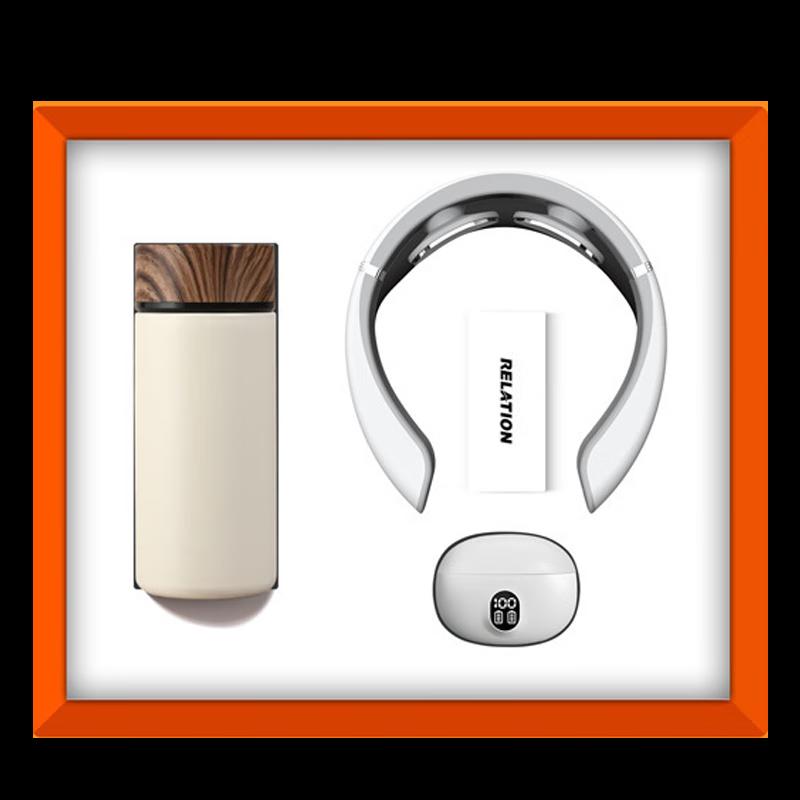 Smart Thermos Cup, Neck Massager & Bluetooth Headset Gift Set