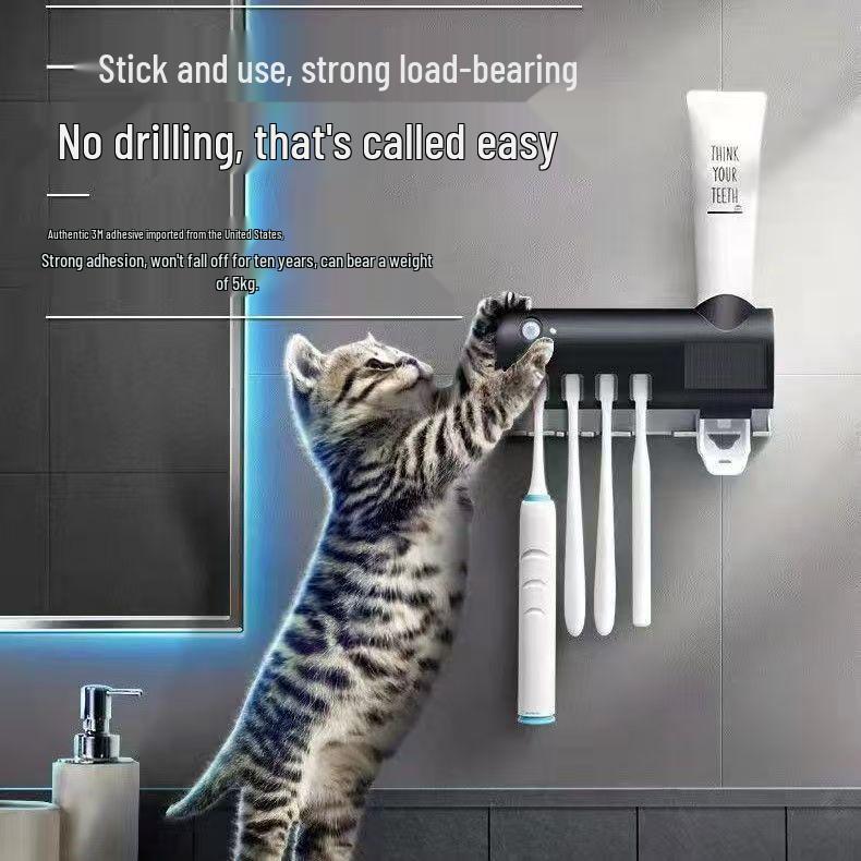 Smart UV Toothbrush Sterilizer & Dispenser with Storage Rack