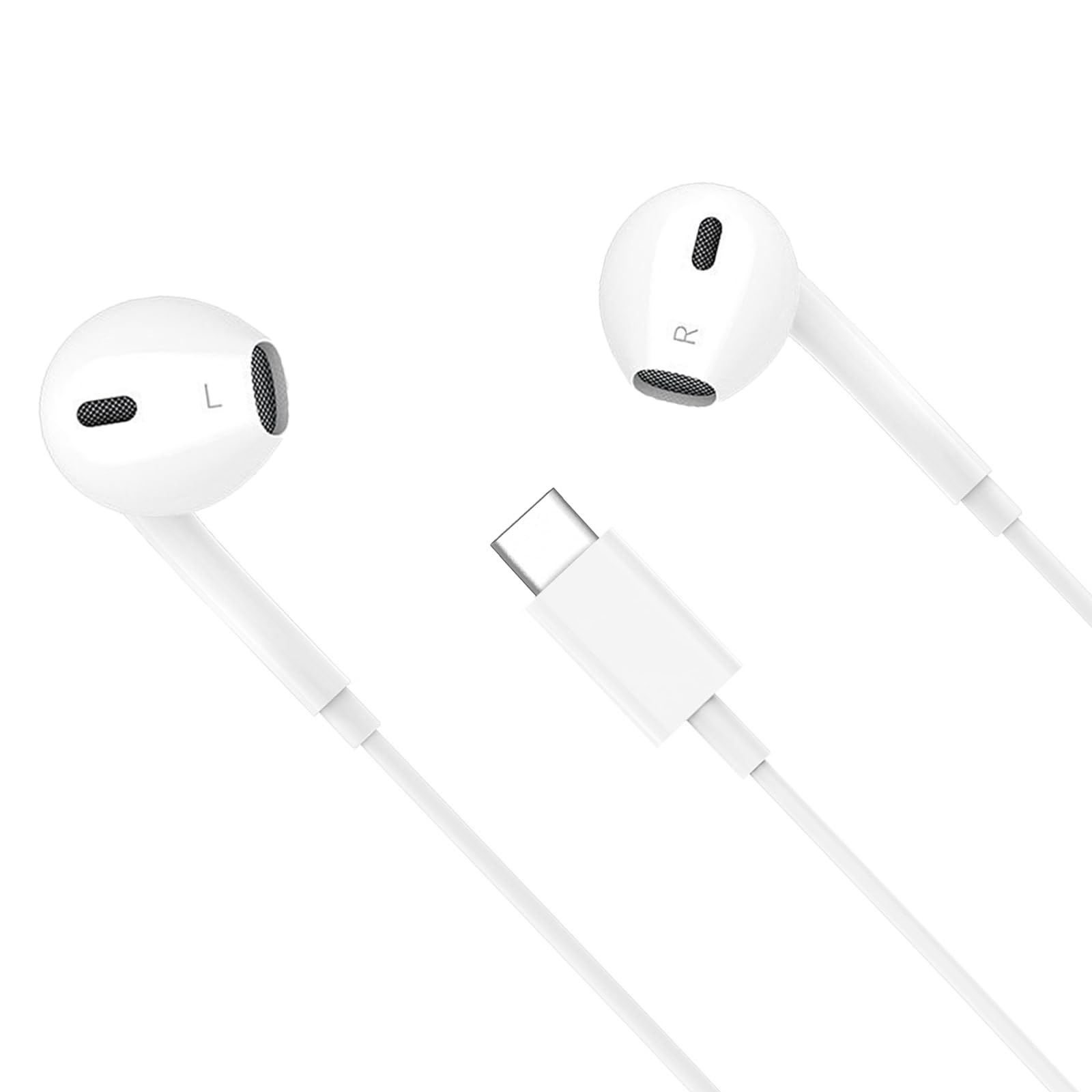 

Wired Earphones with iPhone Wired Earphones with Call HiFi Sound Noise Remote USB Compatible with Type-C [Compatible 15/16 Series] Type-C Mic, білий