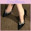 High Heel Shoes For Women With Pointed Toe And Transparent Rhinestones For Formal Or Daily Wear