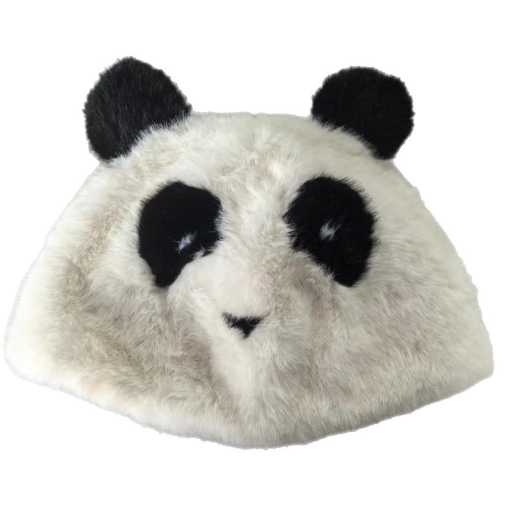 Panda Earflap Hat - Fluffy, Warm, Windproof Faux Mink Fur for Autumn/Winter
