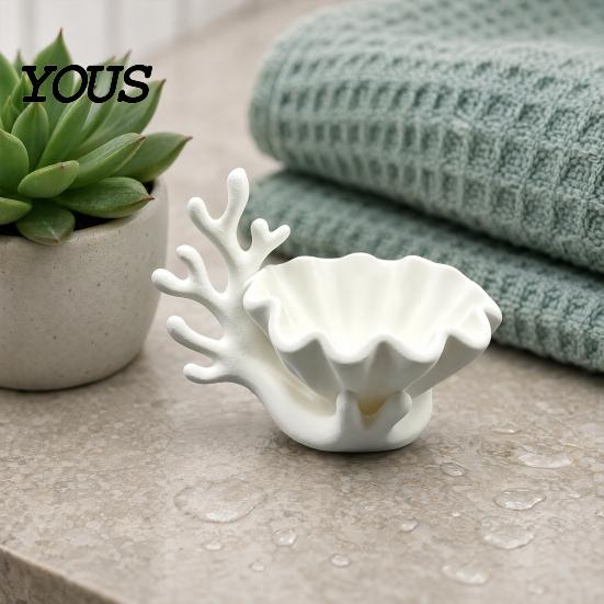Matte Texture Jewelry Tray 3D Printed Shell Shape Dish Tray, Ocean Wave Organizer with Grooved Design, Ring Earring Holder Vanity Earrings