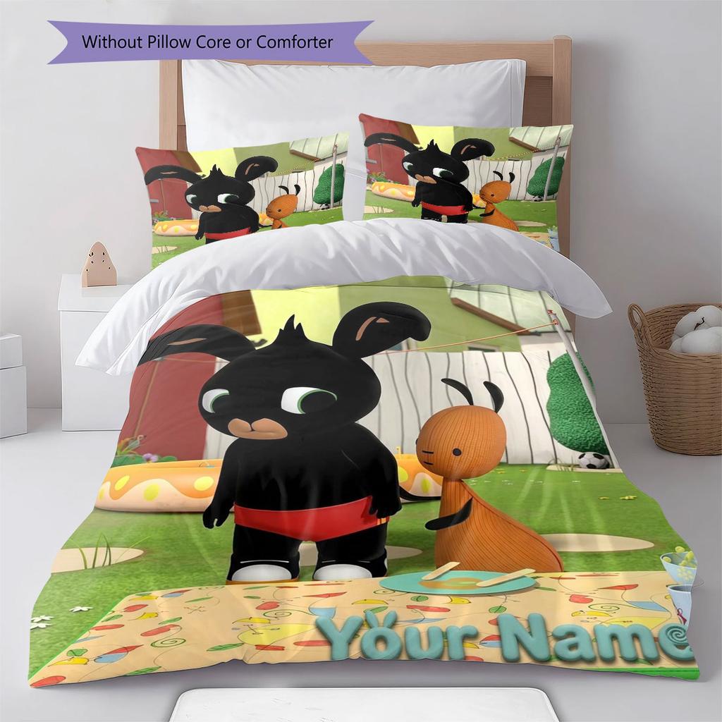 Bing Custom Name Pattern Bedding,Quilt Set Quilt Cover Pillowcase Home Birthday Gift(1 * duvet cover + 2 * pillowcase, without core)