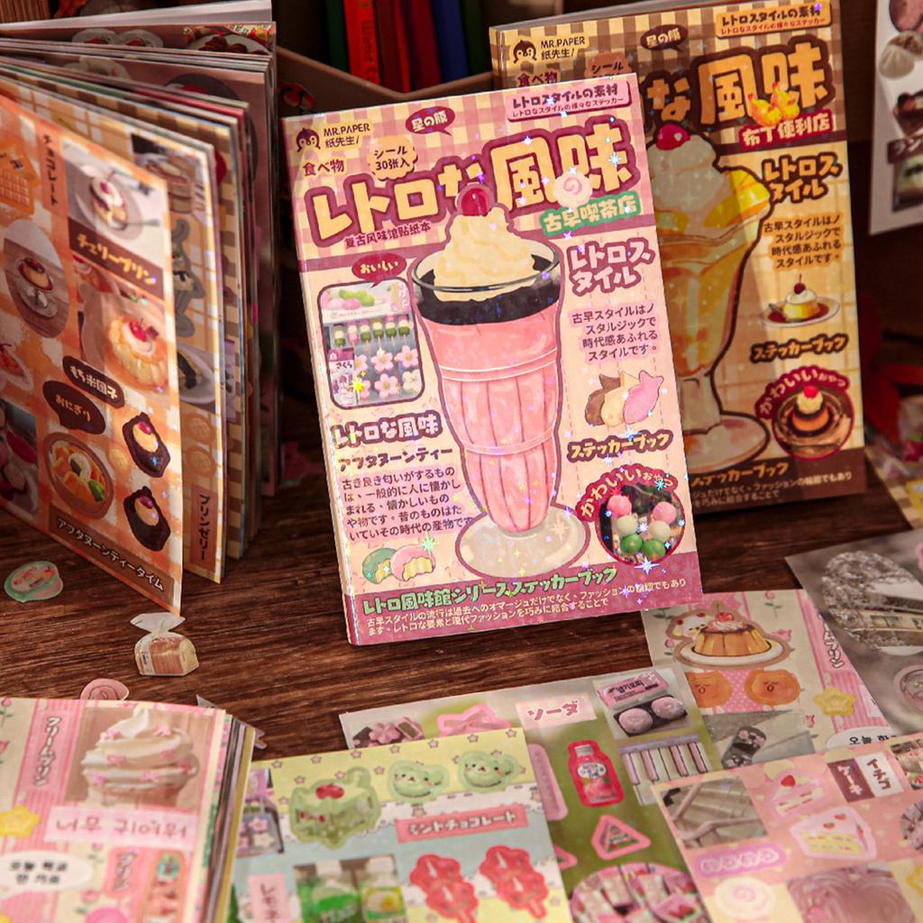 Vintage Japanese Sticker Book Aesthetic Scrapbook Decoration Dessert Food Cake Stationery Stickers for Journal Planner DIY