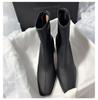 2025 Autumn/Winter Women's French Square-Toe Chunky Heeled Boots: Elegant, Elastic, Skinny, and Fashionable