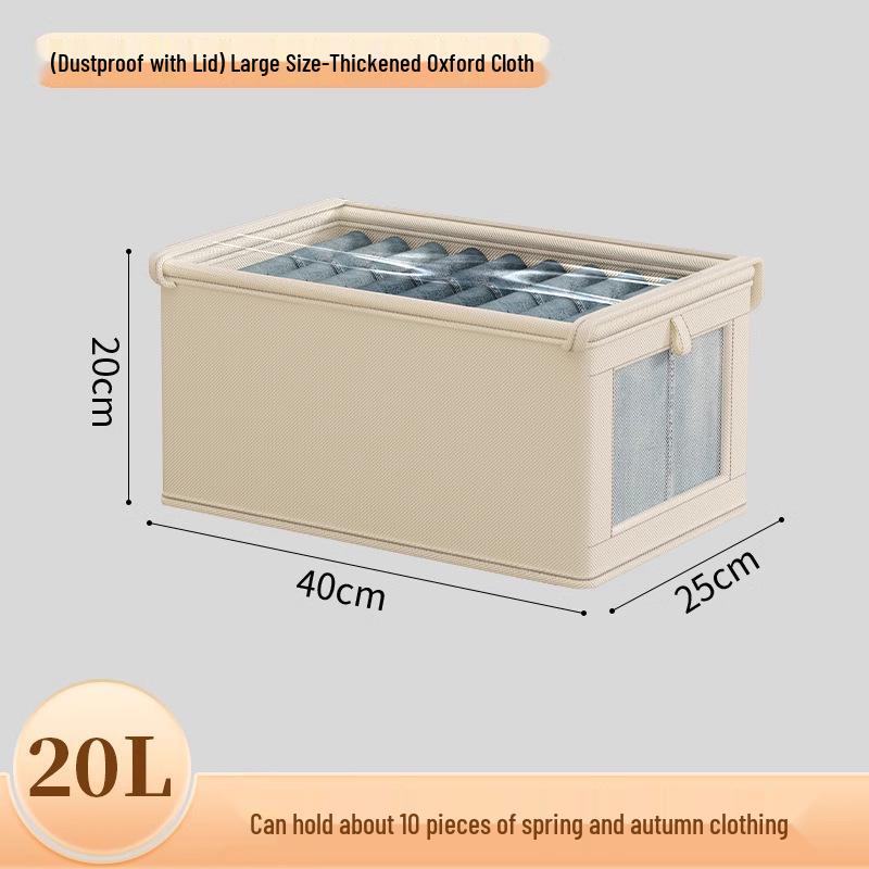 Oxford Cloth Dustproof Storage Box with Lid and Clear Window for Clothes and Sundries