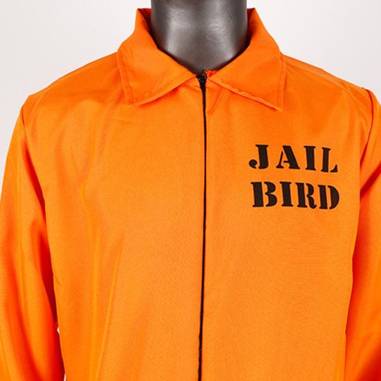 Halloween Prisoner Cosplay Jumpsuit with Manacle Halloween Unisex Children Adult Role Play Outfit Long Sleeves Lapel Zipper Festivals Parties Costume