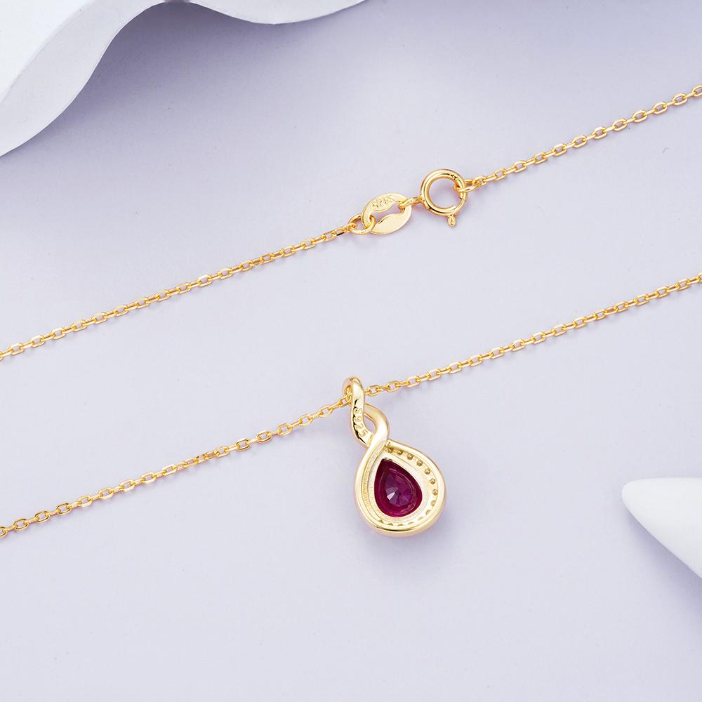 Simple Natural Filled Ruby July Birthstone Pendant 925 Sterling Silver Necklace Fine Jewelry for Women's Anniversary Party Gifts
