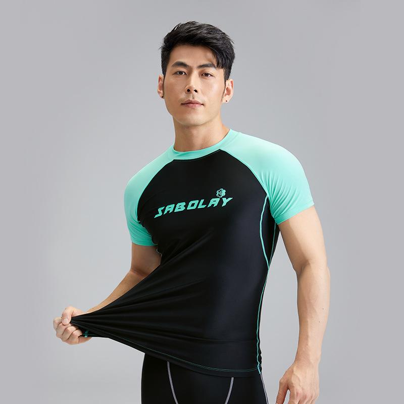 

Мужской быстросохнущий комплект купальника с коротким рукавом и разрезом: Дышащее, Профессиональное Гоночное Снаряжение для Серфинга L