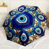 Evil Eye Stained Glass Design 8-Frame for Travel, Camping, Casual Lightweight Portable Umbrella, Essential for Every Family Holidays Birthday Gift