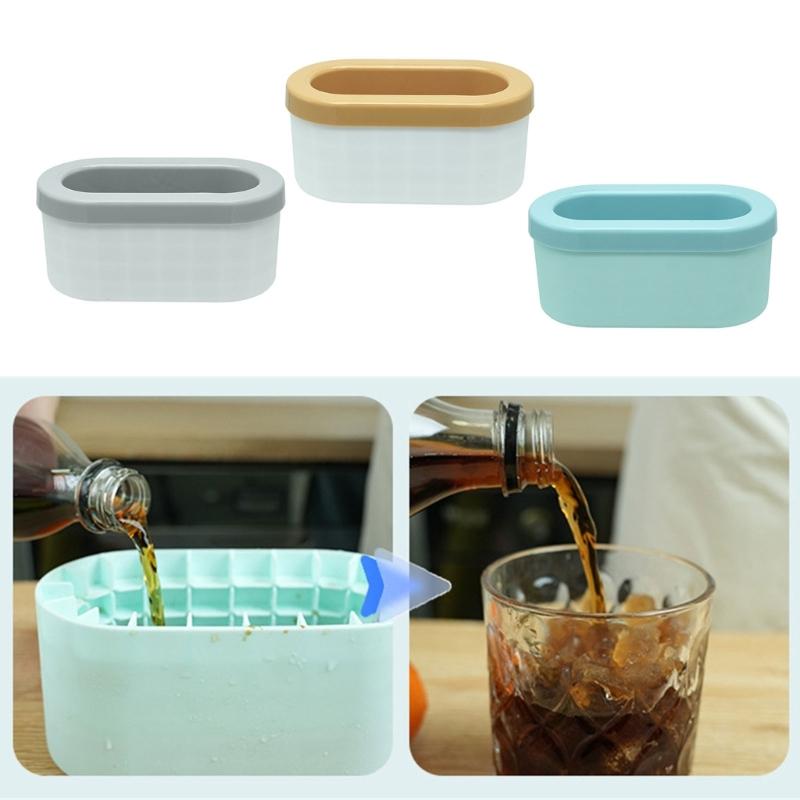 Large Ice Cube Container with Lid Convenient Ice Buckets Cup Molds Silicones Ice Lattices Storage Box for Beverages
