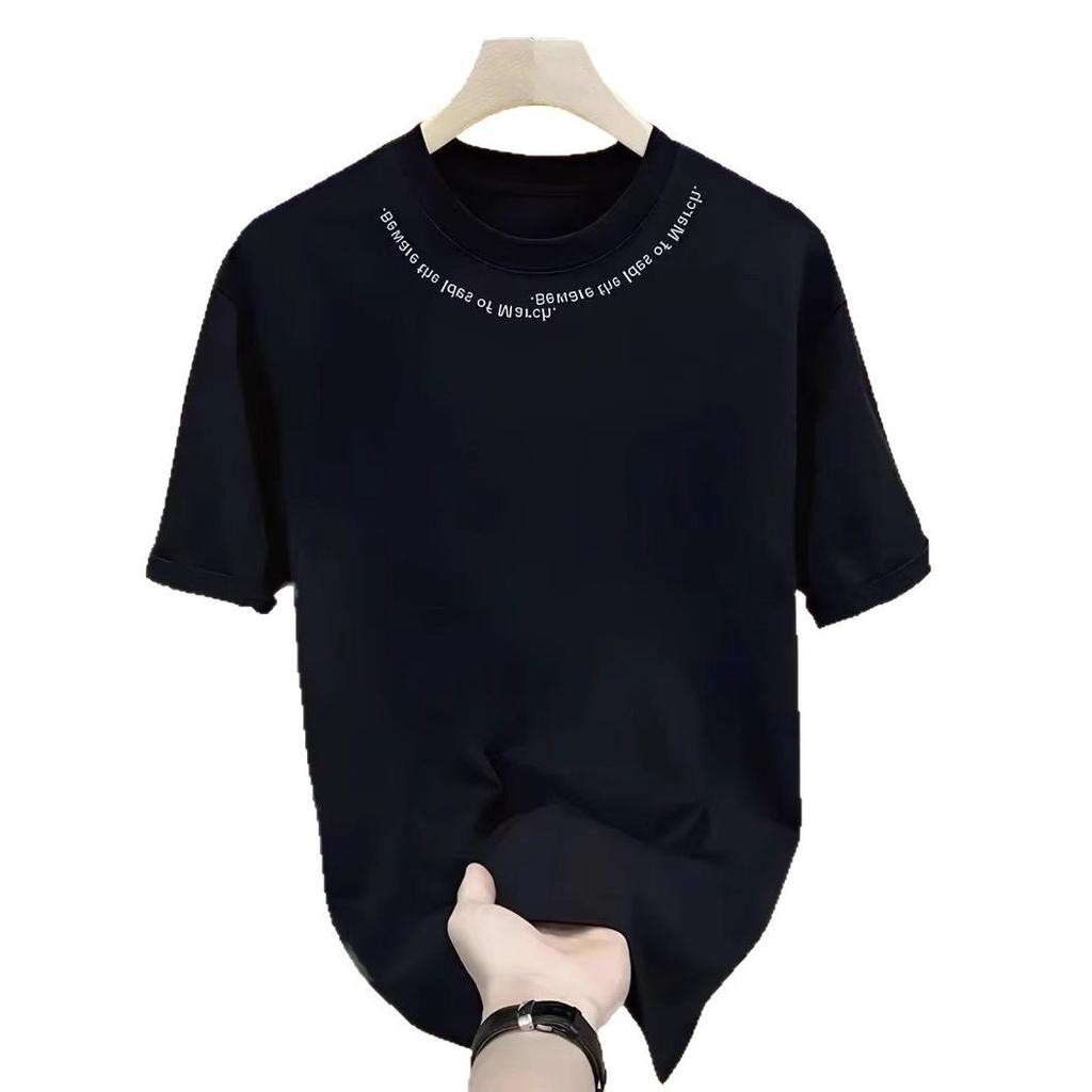 Heavy Cotton Ruffian Handsome Short-Sleeved T-Shirt, Blue Men'S And Women'S Versatile Trendy Brand Street Loose Round Neck T-Shirt