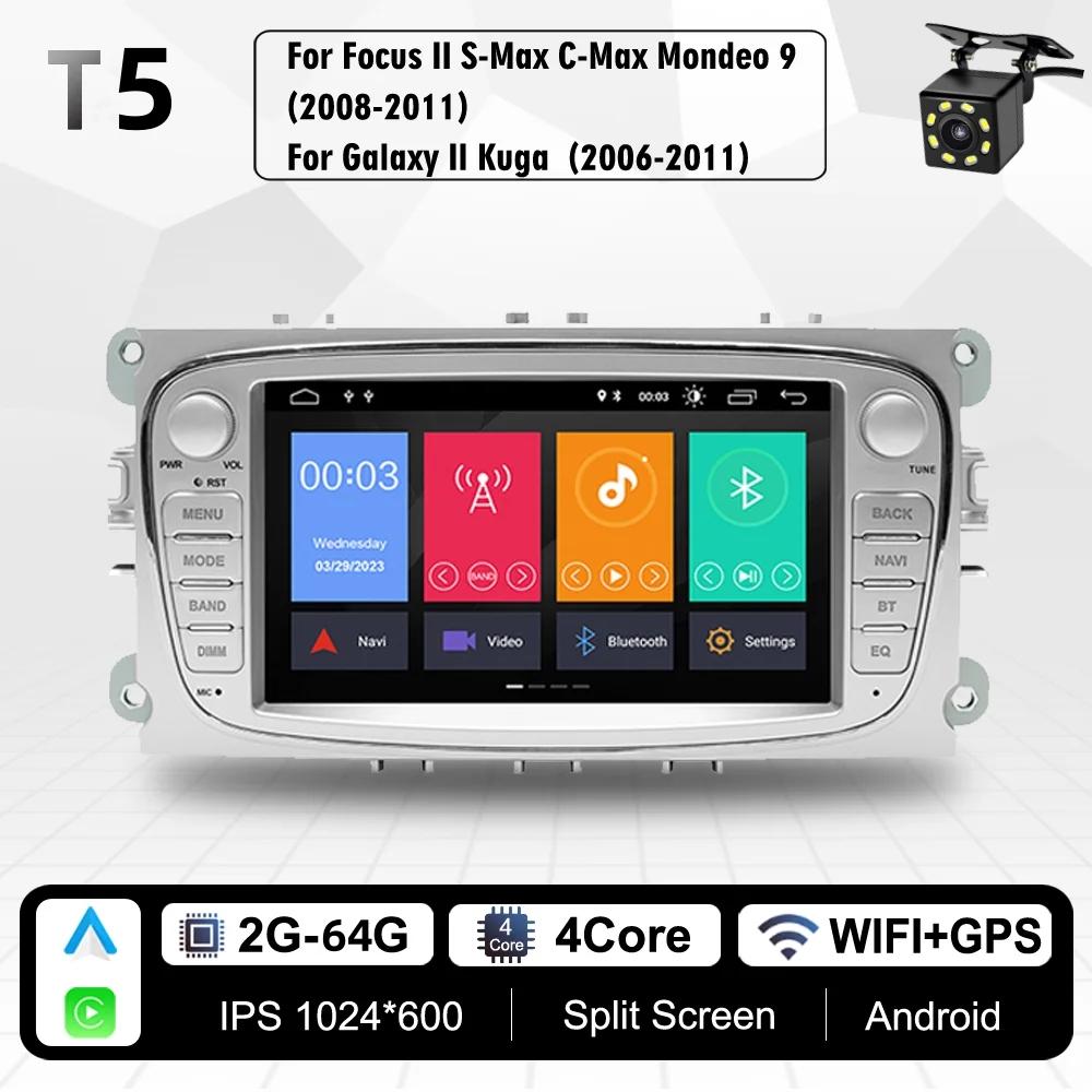 2 Din Android Radio WiFi 4G LTE Car Multimedia Video Player For Ford Focus Mondeo C-MAX S-MAX Galaxy II Kuga Carplay Headunit