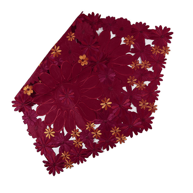 Christmas Embroidered Table Runner Vintage Hollow Winter Holiday Table Flag Xmas Party Decorations