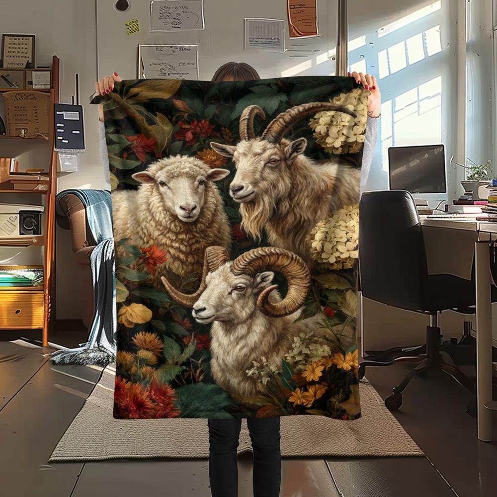 1 ks Flanelová deka s retro potiskem, Vysoce kvalitní, Pohodlná pro všechna roční období, Domácí dekorace, Teplo a pohodlí