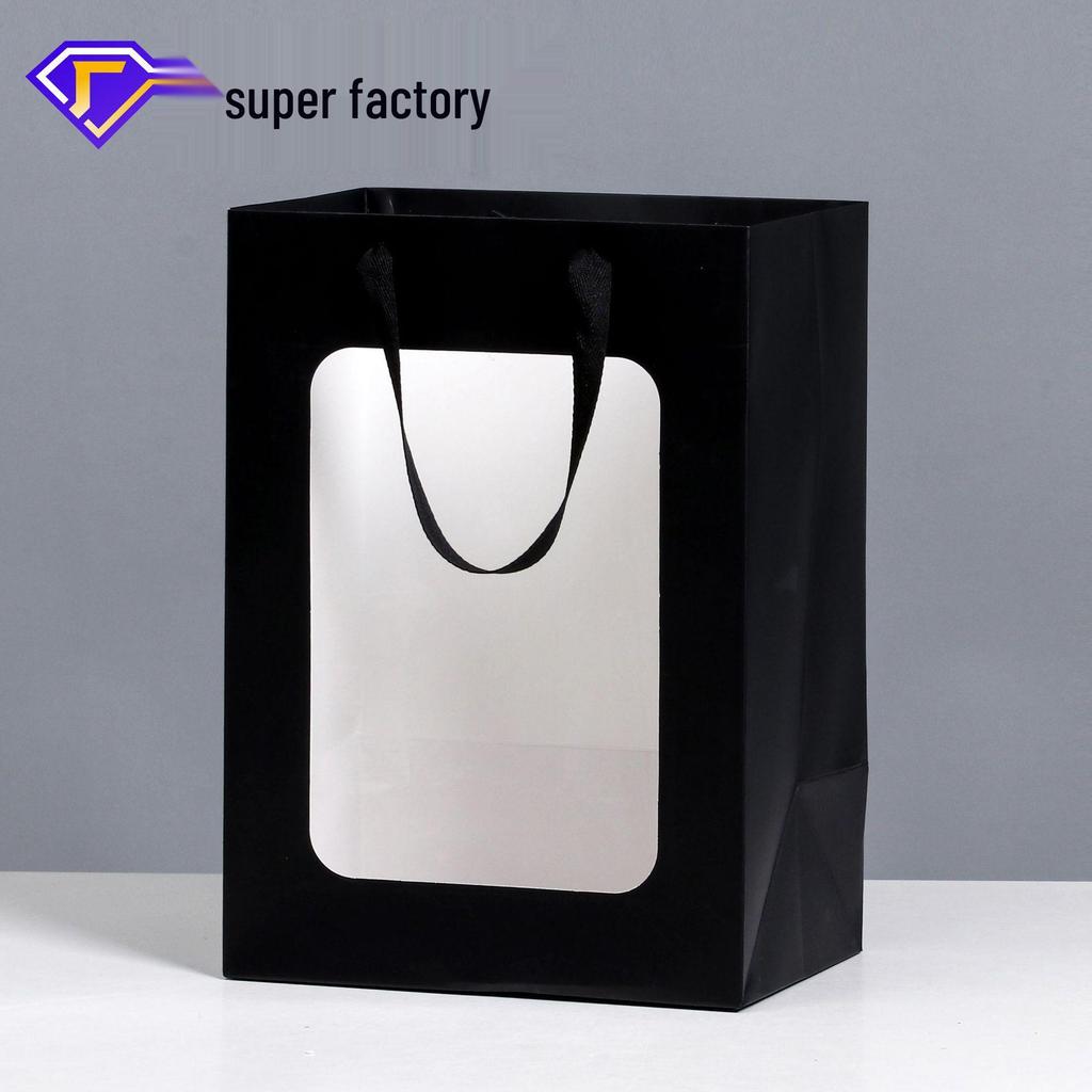 Skylight Display Handbag - Transparent Flower Christmas Gift Bag with Window
