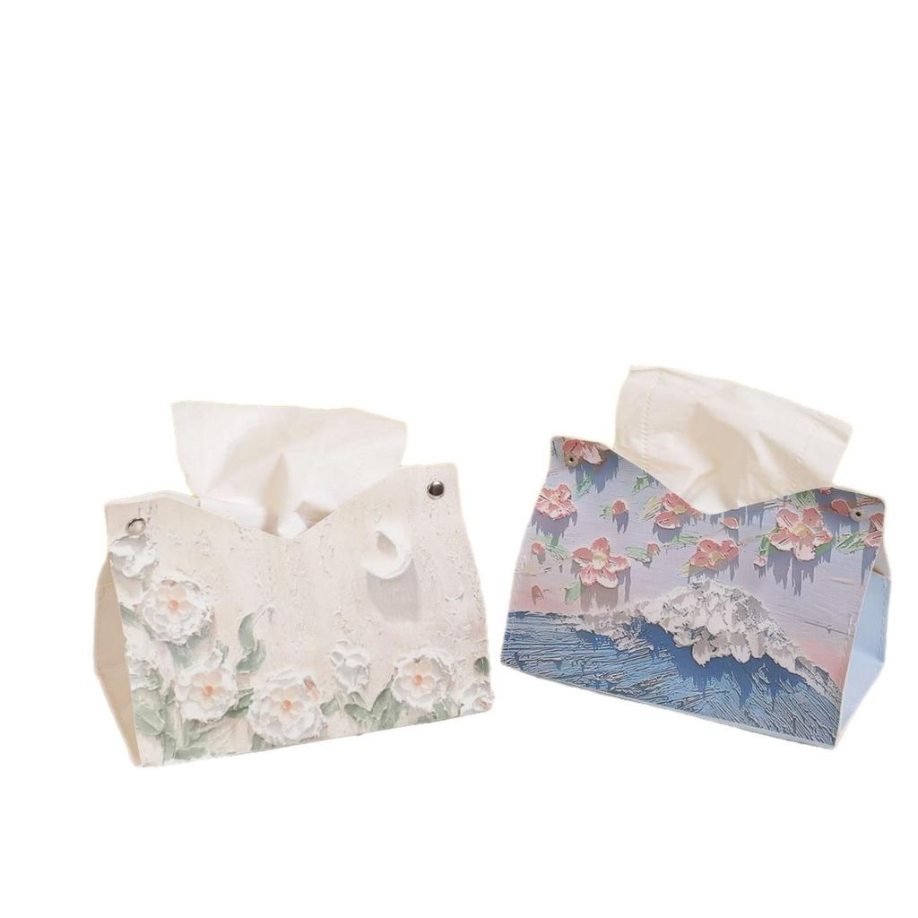 Tulip Oil Painting Tissue Box - Soft Pack for Living Room, Dining Table, or Car