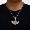 New Creative Full Diamond Wings Alloy Pendant, European and American Trendy Necklace, Hip Hop Cuban Chain Necklace