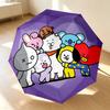 Bt21 Friends 8 Ribs 3Fold Black Glue Uv Protection Umbrella Sun Protection Rainproof Compact Folding Umbrella For Travel Daily Use C92473