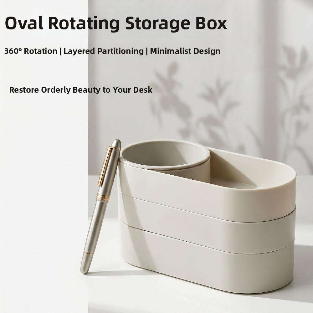 360° Rotating Makeup Brush Storage Bucket Large Capacity Jewelry Storage Box Student Desktop