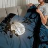 Internet Famous M Moon  Starry Night Blanket For Soft Throw Blanket for Picnic Bed Sofa Home Bedroom Cozy Warm Comfortable