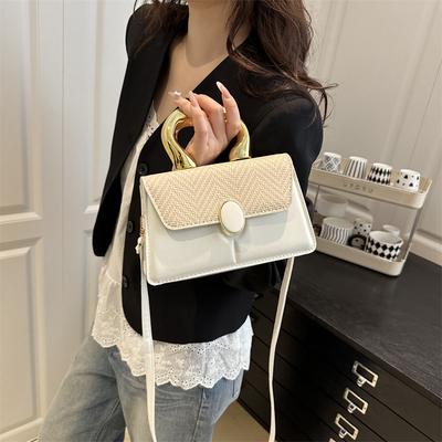2025 Spring New Trend Beautiful Simple Personality Versatile Splicing Fashion Oblique Span Shoulder Portable Small Square Women's Bag