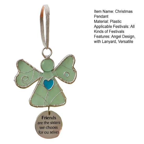 Weihnachtsanhänger Engel Ornament mit Glasmosaikherz Gravierter Freundschaftsvers Hängende Dekoration