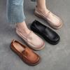 Retro Versatile Women's Shoes Genuine Leather Loafers Round Toe Soft Sole Casual Slip-on Flat Shoes