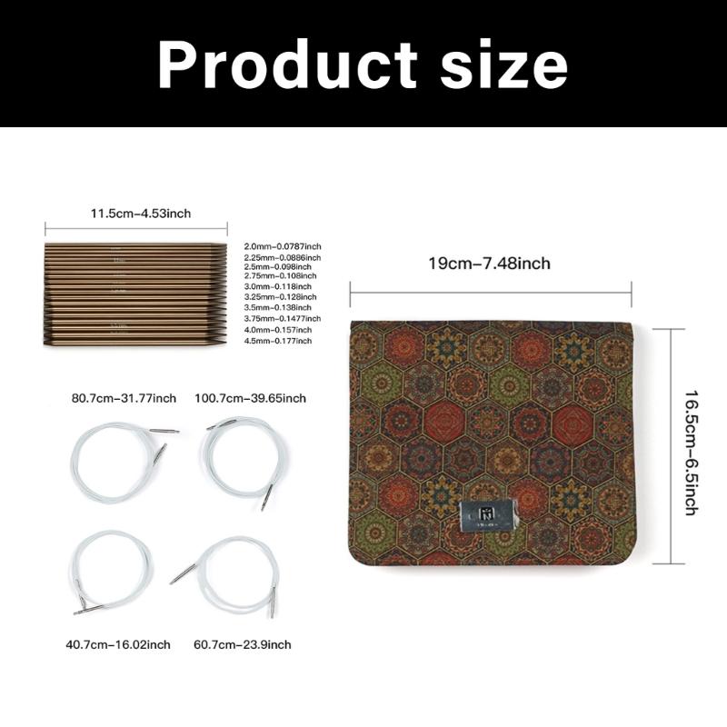 Aluminum Coffee Brown Knitting Set Interchangeable Craft With Ergonomic Grip And Storage