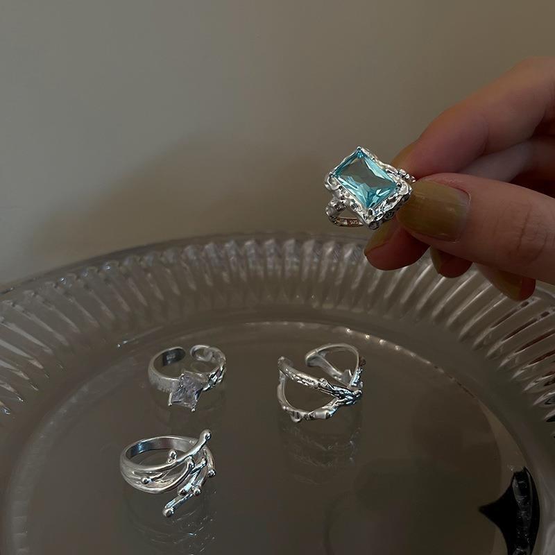 Shaped Stylish Geometric Silver Plated Open Ring For Women Trendy Accessory Fashion