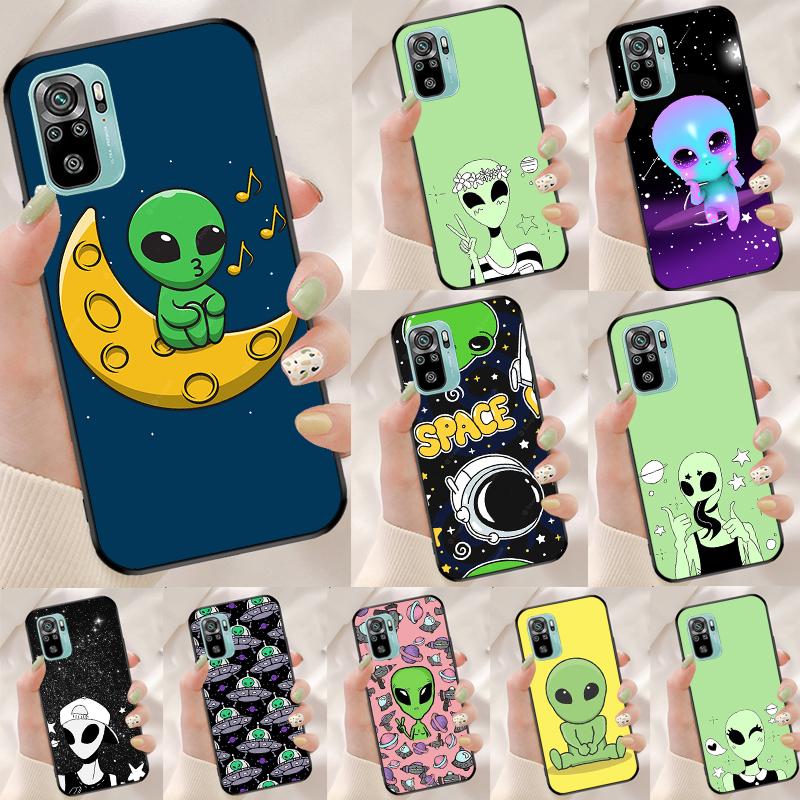 Aesthetics Cute Cartoon Alien Cover For Xiaomi Redmi Note 13 14 Pro 12 11 9 10 9S 10S 11S 12S Redmi 14C 10C 12C 13C Case