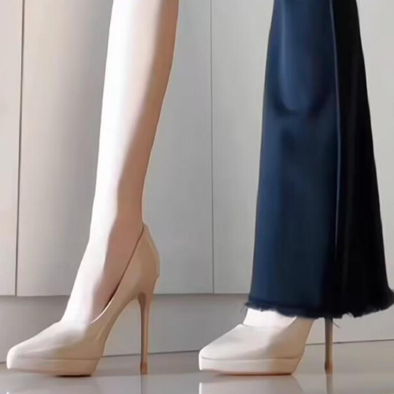 Fashion Spring New Thin Heel Single Shoes Women's Pointed Head Shallow Mouth Thick Sole Anti-slip Wear-resistant High Heel Boots