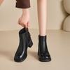 Coarse Heel Versatile Short Boots Women's 2025 New Boots Autumn and Winter Martin Boots Leather Round Head High Heels Women's Shoes