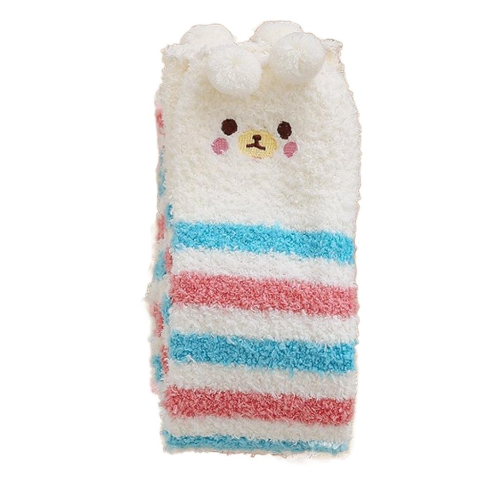 Cartoon Kälbchen Schnee Socken Gestreifte Winterstrümpfe Damen Korallenfleece Strümpfe Kinder Strumpf