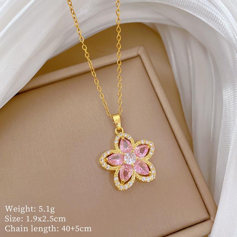 Multi-Element Style Copper Micro-Inlaid Necklace Combination Female Real Gold Electroplated Exquisite Collarbone Chain