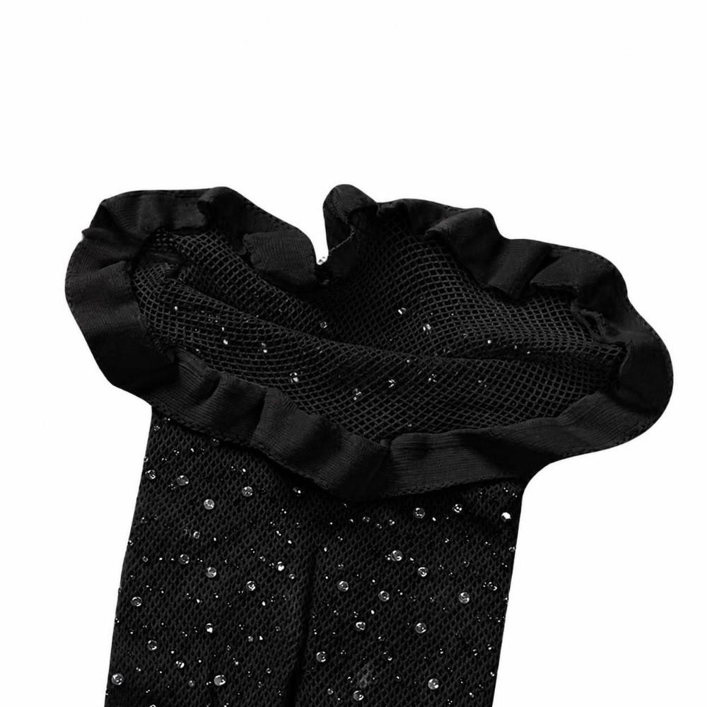 Hollow Lace Design Rhinestone Fishnet Stockings  for Girls with A Height of 125-160cm