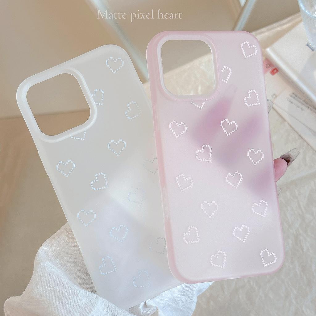 Ins Pixel Style Love Heart for Apple 16 Mobile Phone Case 17pro Max Korean Style Simple for Iphone