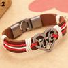 Lover Couple Hollow Love Heart Knitted Leather Bangle Alloy Cuff Buckle Bracelet