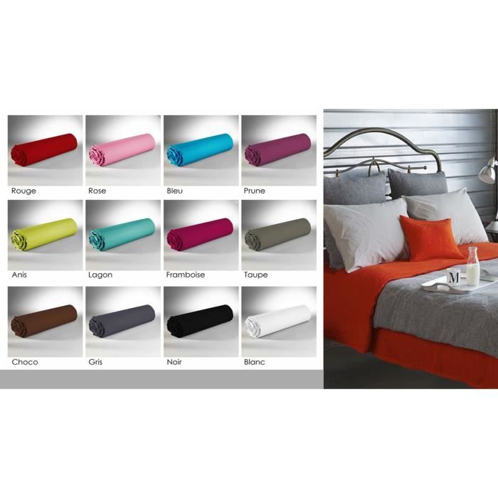 Drap Housse - Marron - 180x200 cm - 100% Coton - Lavable en machine - 2 Personnes