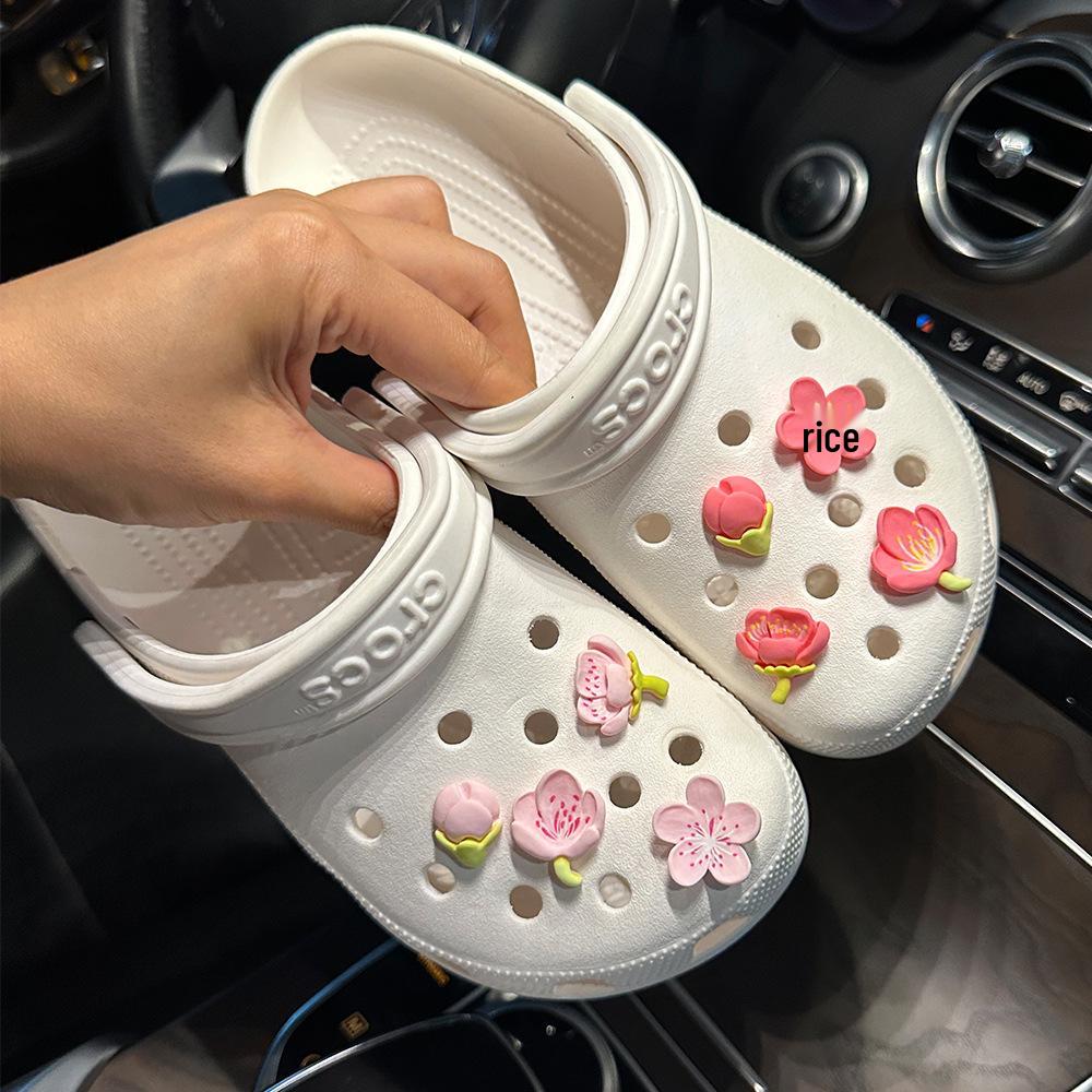 

Romantic Cherry Blossom Clog Charms Resin Flower Shoe Buckles