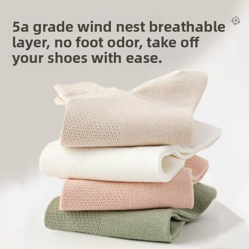 Summer Thin Pure Cotton Anti-odor and Anti-athlete Socks That Won't Fall Off, and White Sports Women's Spring and Summer Boat Socks