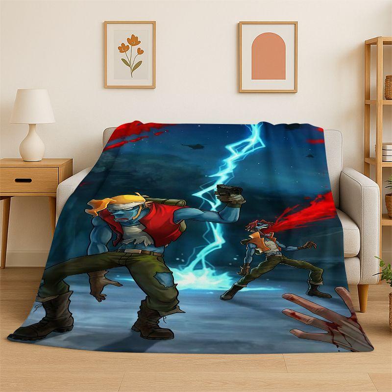 Retro Game Metal Slug Cartoon Flannel Blanket Soft Warm Throw Blanket for Bedroom Living Room Bed Travel Camping Picnic Gift