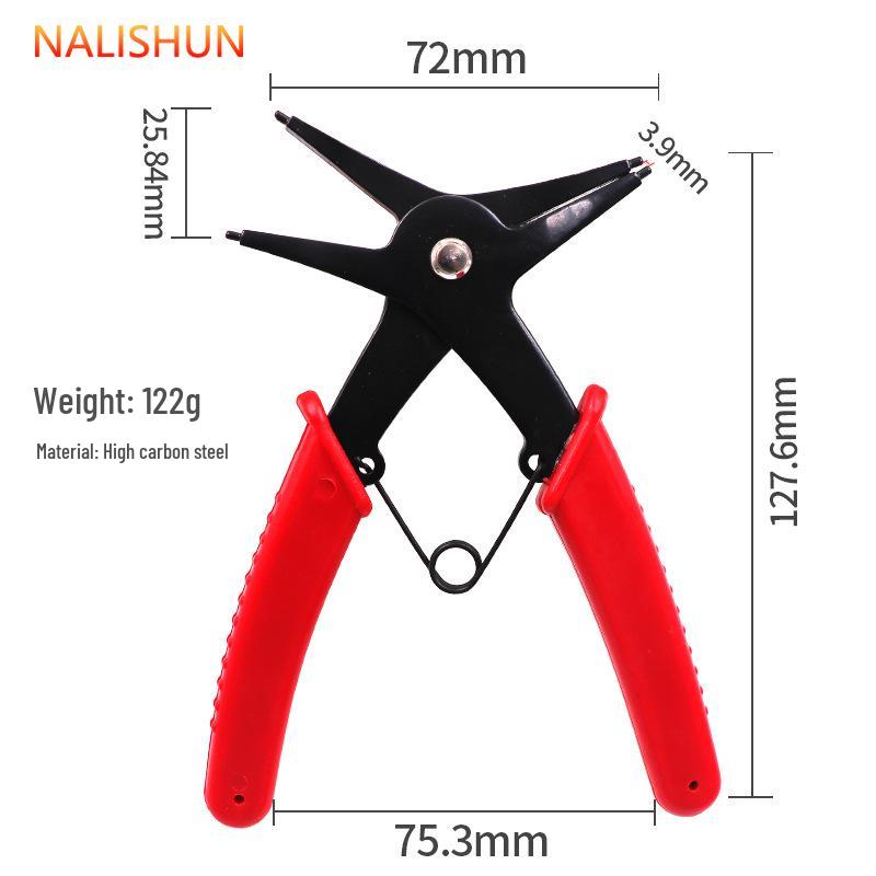 Dual-Purpose Snap Ring Pliers: Internal/External Retaining & Curved Door Shaft Pliers